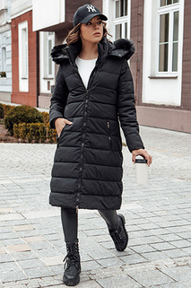 Damen Winter Pelzmantel mit Kapuze ITEM schwarz Dstreet TY4539