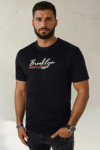 Herren T-shirt mit Aufdruck Farbe Schwarz DSTREET RX5403