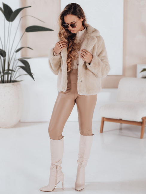 Damen Pelzmantel GLAMFLUFFY kurz beige Dstreet TY4984