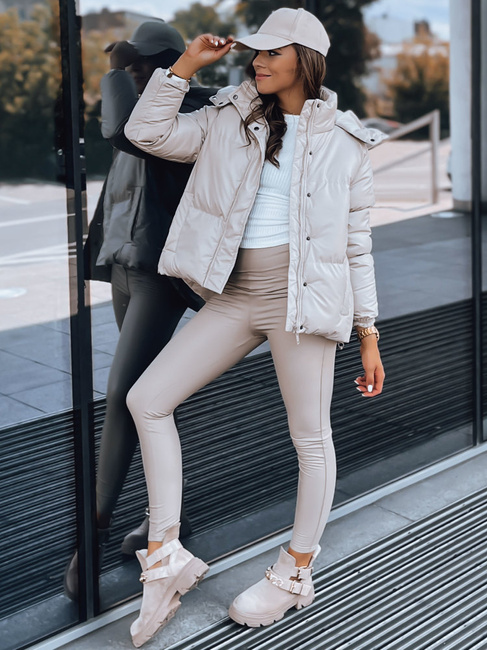 Damen Kunstlederjacke COLLAR Farbe Beige DSTREET TY3763
