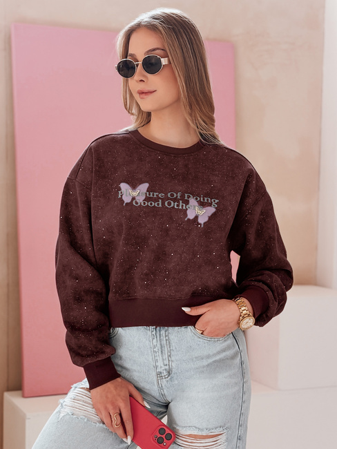 Damen Sweatshirt in Übergröße mit Schmetterling SPARKI burgund Dstreet BY1405