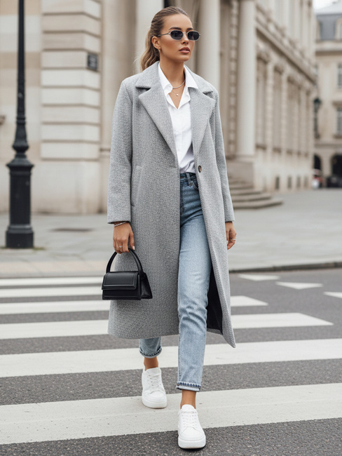 Damenmantel in Übergröße MANTOVA lang hellgrau Dstreet NY0740