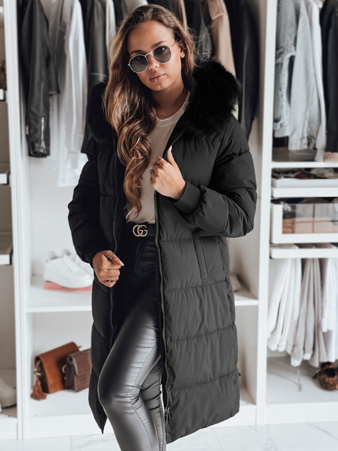 Damen Winterjacke mit Fell TREVERSE schwarz Dstreet TY4498