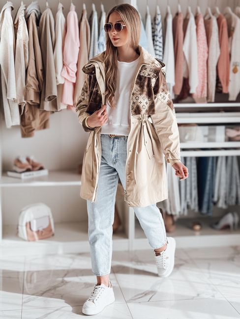 Damen Übergangs-Parka-Jacke FERIPARKA dunkelbeige Dstreet TY4876