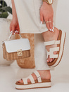 Damen Klettverschluss PLATFOR flip-flops beige Dstreet ZY0866