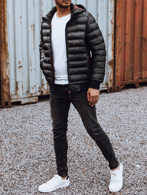 Herren Steppjacke mit Kapuze schwarz Dstreet TX4764