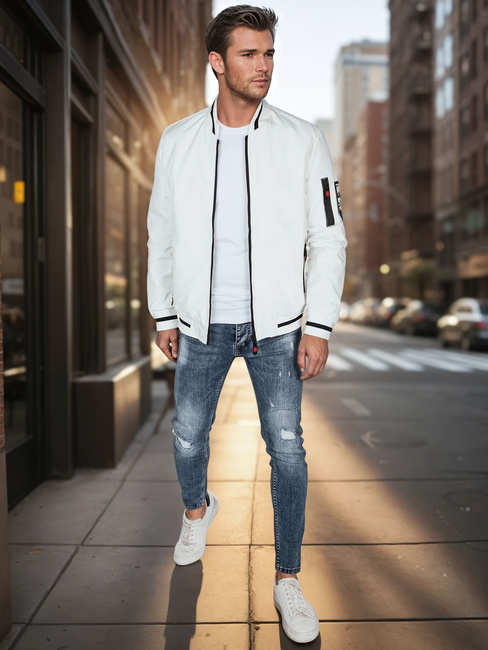 Herren Übergangs-Bomberjacke weiß Dstreet TX5025