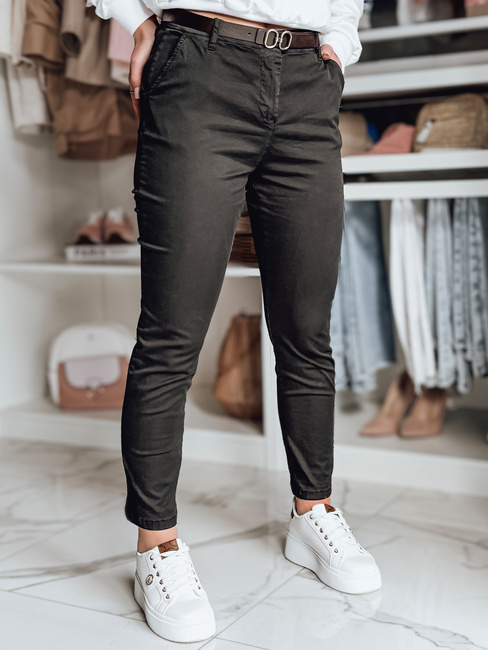Damen Slim Fit Hose mit Gürtel LINESKA khaki Dstreet UY2576