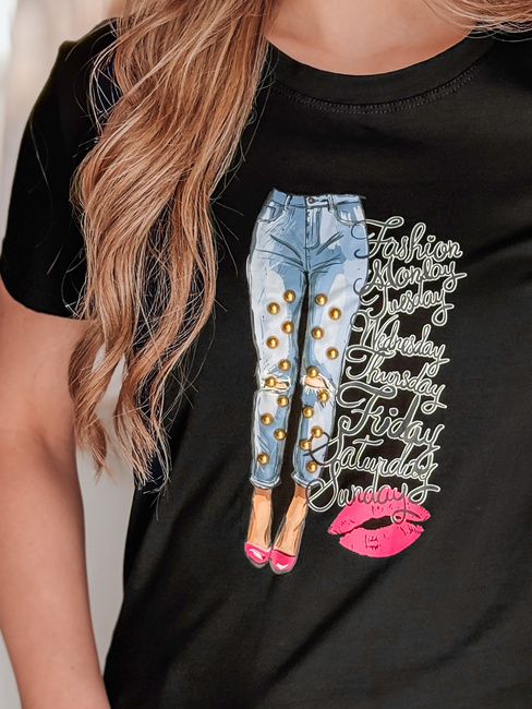 Bedrucktes Damen-T-Shirt TRENDAY schwarz Dstreet RY2824
