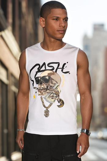 Ärmelloses Herrenhemd weiß Dstreet RX5654