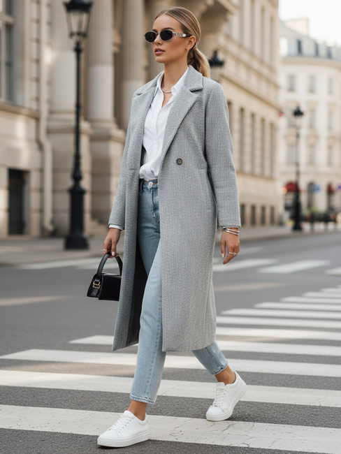 Damenmantel in Übergröße MANTOVA lang hellgrau Dstreet NY0740