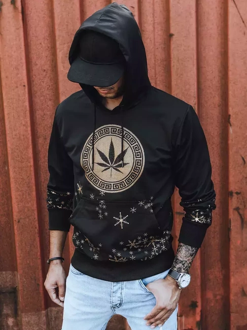 Herren Kapuzenpullover mit Aufdruck Schwarz Dstreet BX5325