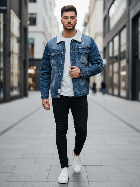Isolierte Herren-Jeansjacke dunkelblau Dstreet TX4729z