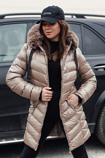 Damen Steppwinterjacke mit Kapuze CRYSTAL dunkelbeige Dstreet TY4773