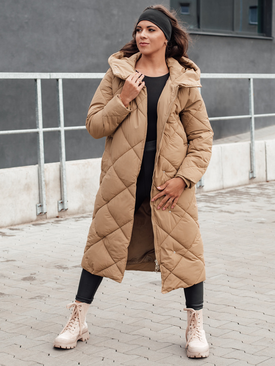 Damen Steppwinterjacke mit Kapuze FEMACOAT beige Dstreet TY4592