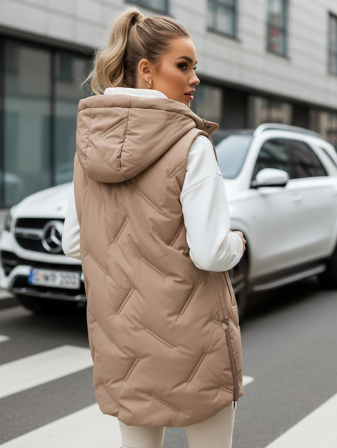 Steppweste mit Kapuze für Damen in camel Dstreet TY5107