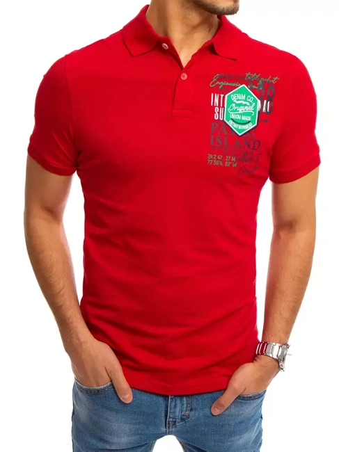 Herren Poloshirt mit Aufdruck Rot Dstreet PX0367