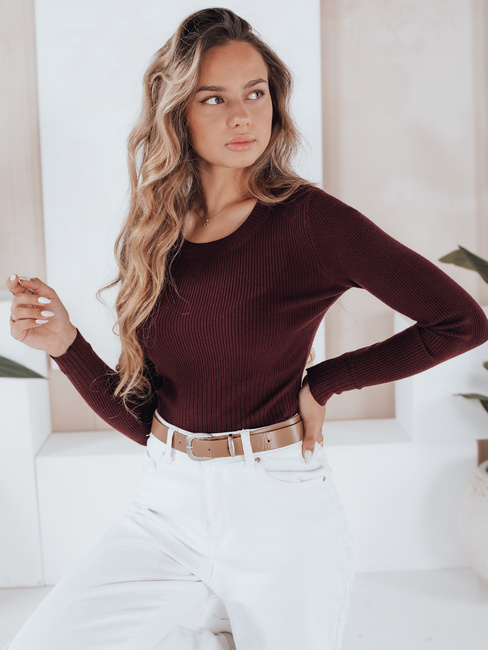 Damen-Rippenpullover NOLVIE burgundy Dstreet MY2493