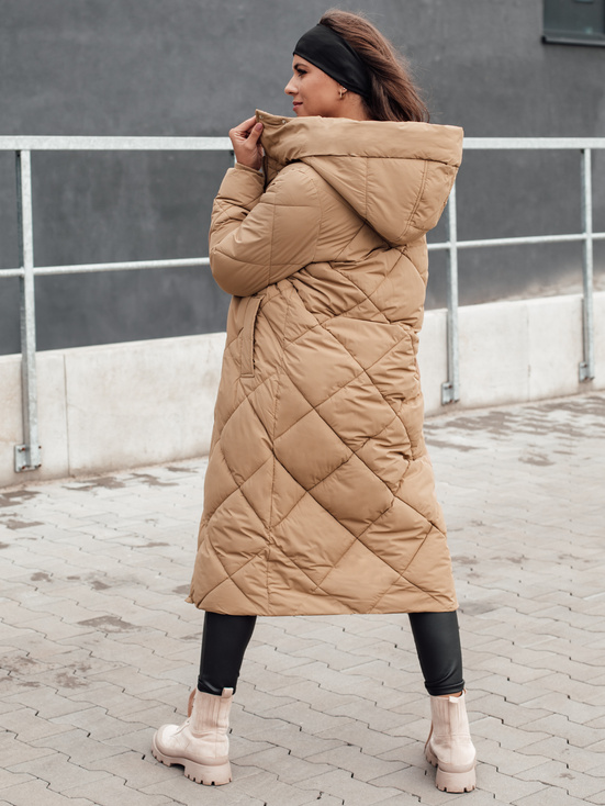 Damen Steppwinterjacke mit Kapuze FEMACOAT beige Dstreet TY4592