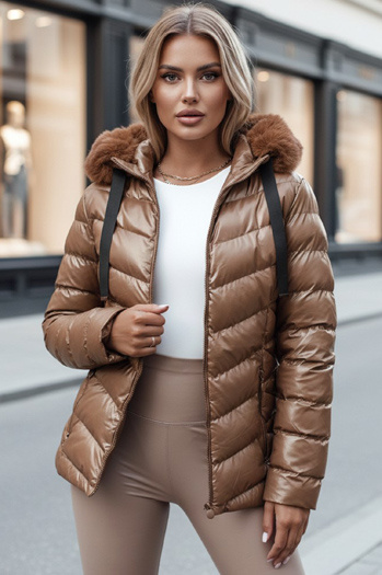 Damen Steppwinterjacke mit Kapuze MIRIAL braun Dstreet TY4573z