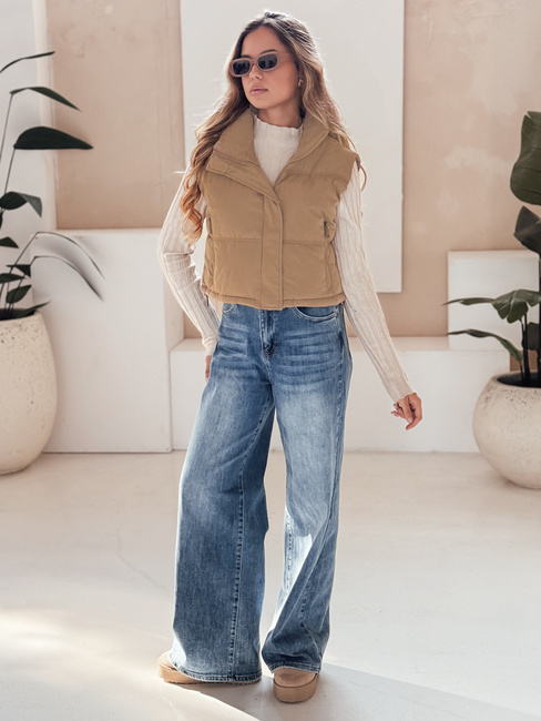 Gesteppte dunkelbeige Damenweste Dstreet TY5196