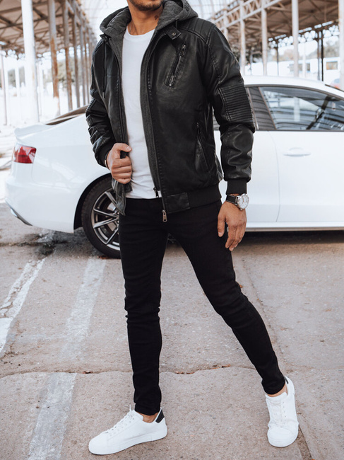 Herren Kunstlederjacke Farbe Schwarz DSTREET TX4538