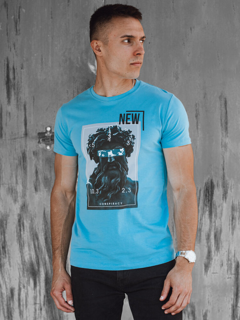 Bedrucktes türkisfarbenes T-Shirt für Männer Dstreet RX5551