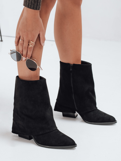 Damen Wildlederstiefel mit breitem Schaft schwarz Dstreet ZY1026