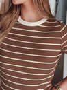 Damen Basic gestreiftes T-Shirt LINESS braun Dstreet RY2810