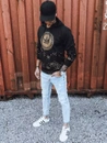 Herren Kapuzenpullover mit Aufdruck Schwarz Dstreet BX5325