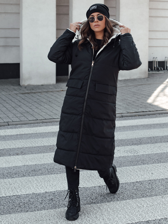 Damen Winterjacke GLAMPUFF wendbare Steppjacke mit Kapuze schwarz Dstreet TY4606