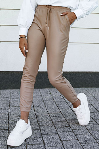 Beige gewachste BRIAL Damenhose mit Kordelzug Dstreet UY2152