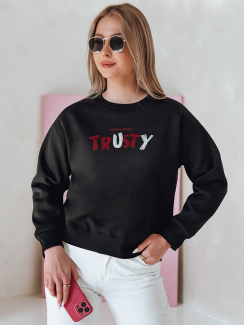 Damen Sweatshirt in Übergröße mit Stickerei SOFTRUS schwarz Dstreet BY1408