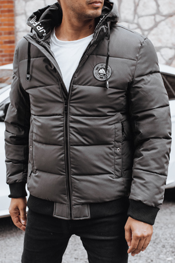 Herren Steppwinterjacke mit Kapuze grau Dstreet TX5073