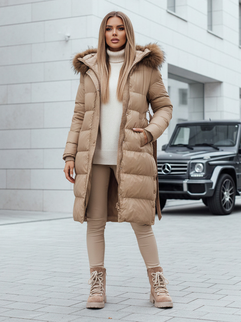 Gesteppte Damen-Winterjacke mit Fell STYLEBELLA beige Dstreet TY4609