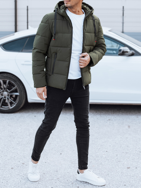Herren Steppwinterjacke mit Kapuze grün Dstreet TX5066