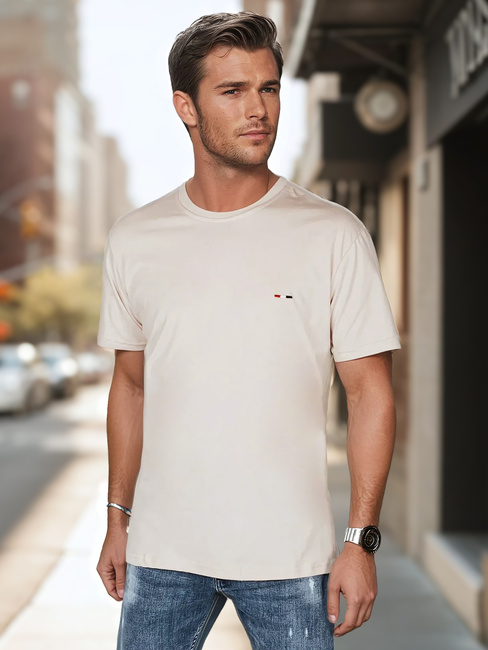 Besticktes Cappuccino-T-Shirt für Männer Dstreet RX5638
