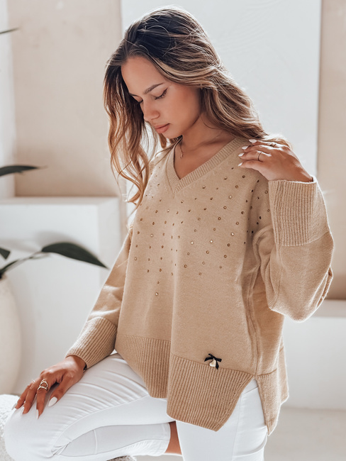 amski Pullover mit V-Ausschnitt VERALIA camel Dstreet MY2518