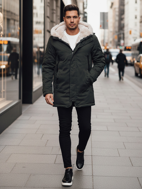 Herren Winter Parka Jacke mit Kapuze grün Dstreet TX4963z