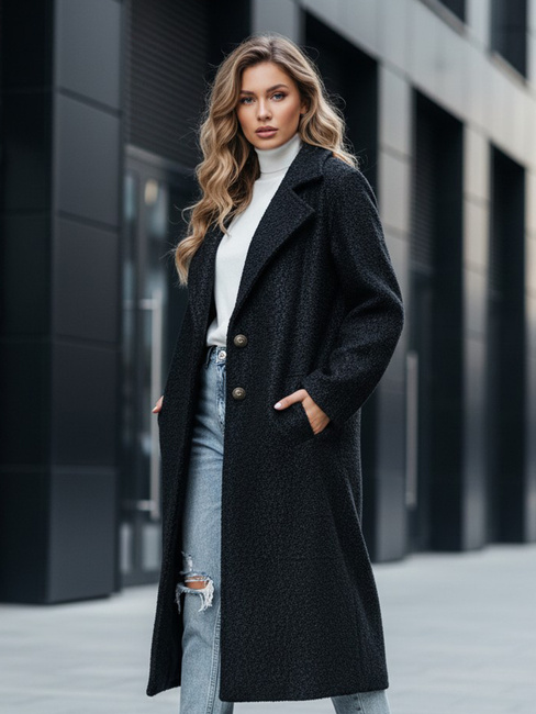 Langer Schafsfellmantel für Frauen schwarz Dstreet NY0754z