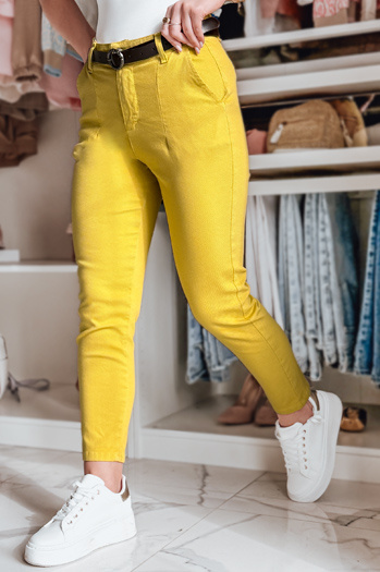 Damen Slim Fit Hose mit Gürtel TAIRONIK senf Dstreet UY2539