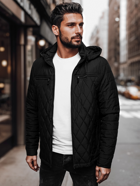 Herren Steppjacke mit Kapuze schwarz Dstreet TX4989