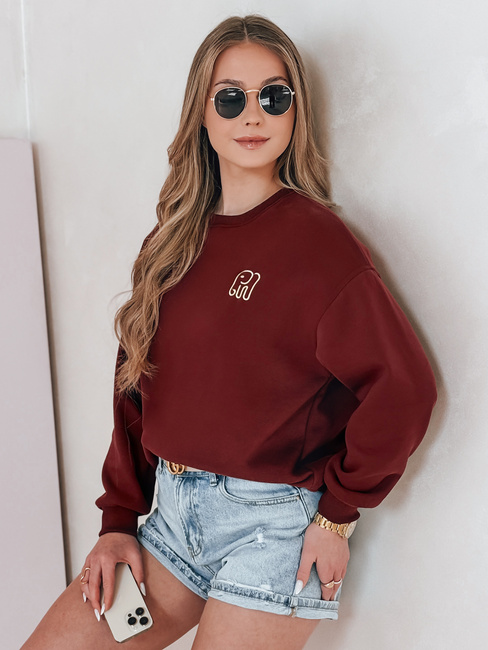 Damen Sweatshirt in Übergröße mit Stickerei SOFTSLON burgund Dstreet BY1430