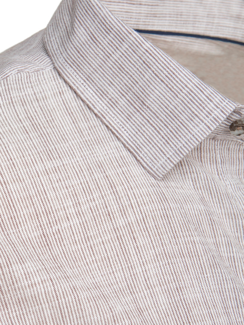 Herren Langarmhemd mit feinen Streifen beige Dstreet DX2657