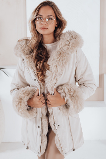 Damen Winter Parka Jacke mit Fell CHARMFUR weiß Dstreet TY5225