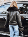 Damen Lederjacke mit Kunstpelz schwarz Dstreet TY5244