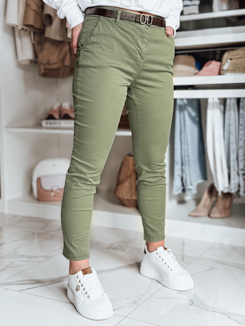 Damen Slim Fit Hose mit Gürtel LINESKA khaki Dstreet UY2575