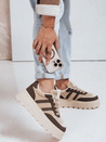 Damen Kunstpelz Plattform Turnschuhe braun Dstreet ZY1082