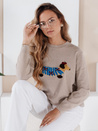 Damen CHICPAWS Hund-Applikation Pullover beige Dstreet MY2543