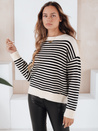 Gestreifter Damen-Pullover ELVARA beige Dstreet MY2523